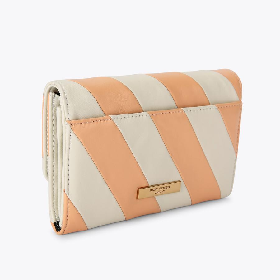 KENSINGTON CHAIN WALLET L Pale Pink Striped Wallet On Chain