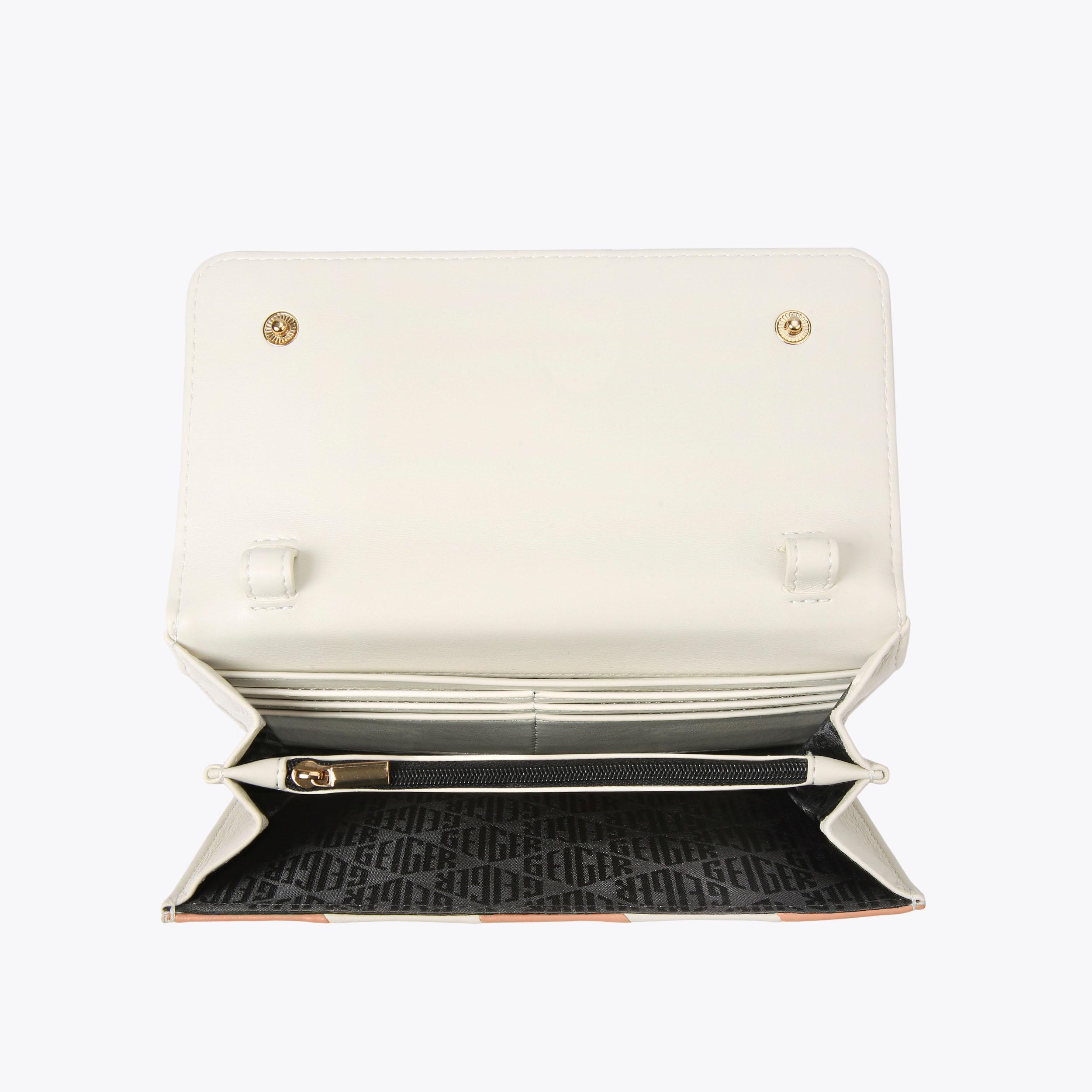 KENSINGTON CHAIN WALLET L Pale Pink Striped Wallet On Chain