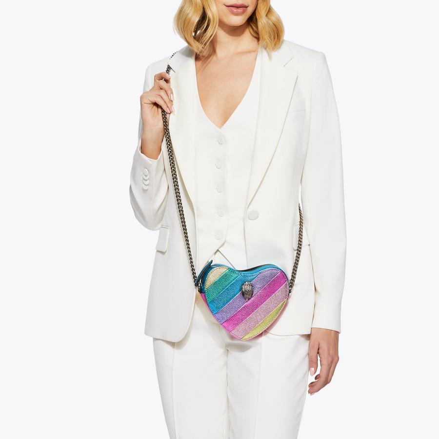 【 】kensington heart bag ハート型 クロスボディ KENSINGTON HEART X BODY Denim Woven Heart Cross Body Bag by