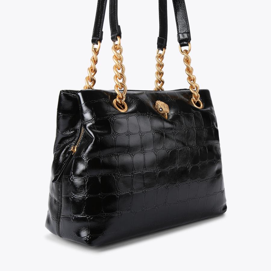 KENSINGTON TOTE Black Croc Embossed Tote Bag by KURT GEIGER LONDON