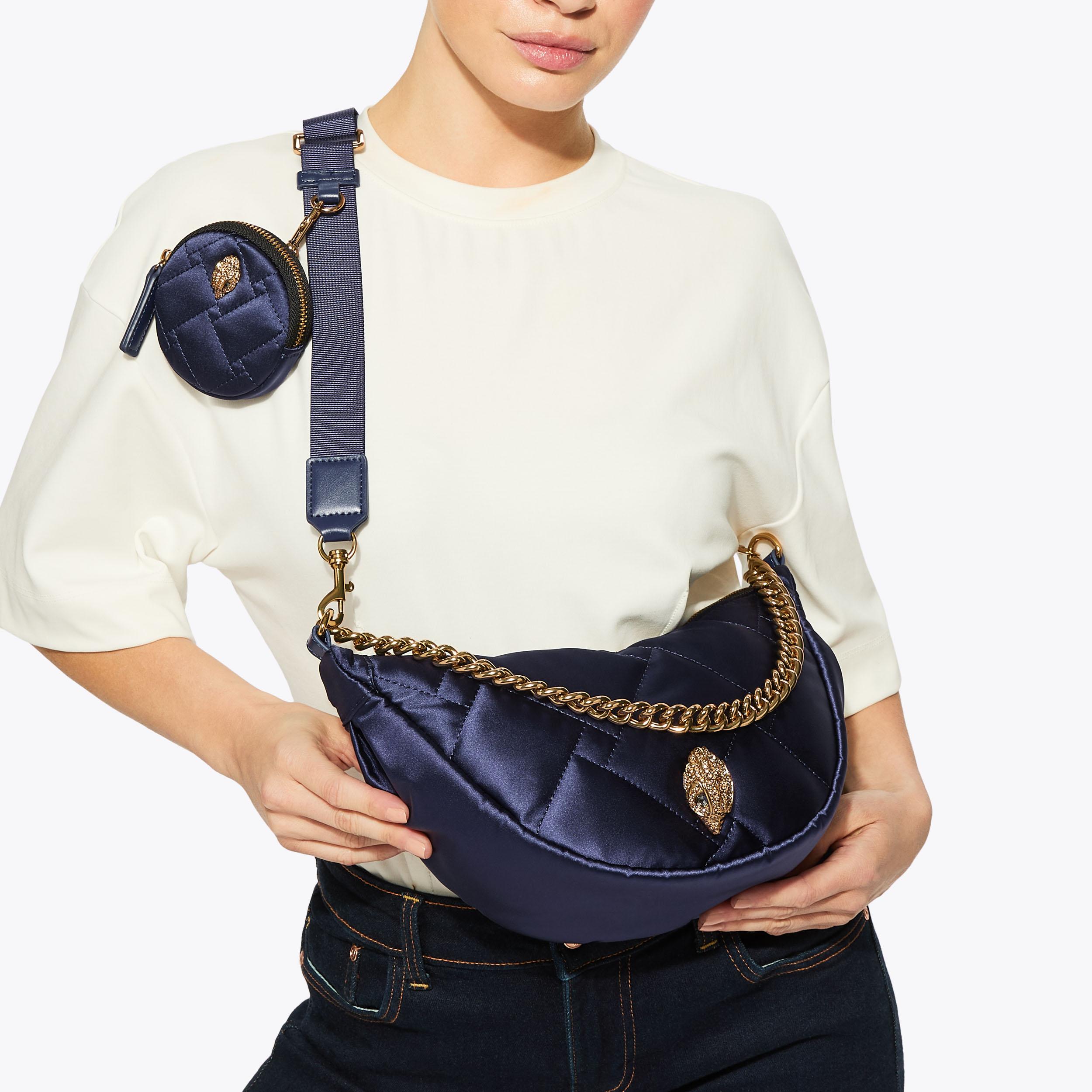 RECYCLED MOON CROSSBODY Navy Nylon Moon Cross Body by KURT GEIGER LONDON