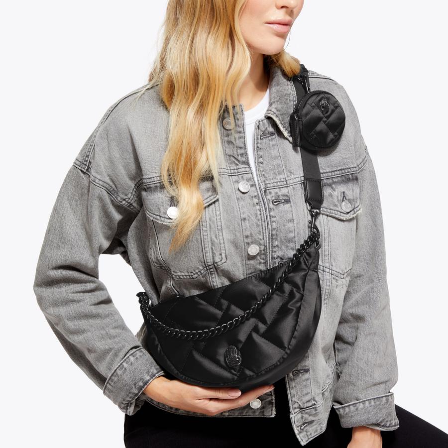 RECYCLED MOON XBODY DR Black Nylon Cross Body Purse by KURT GEIGER