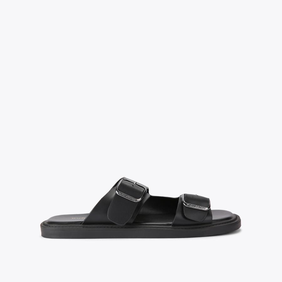 Otis Black Leather Sandals for Men | Kurt Geiger