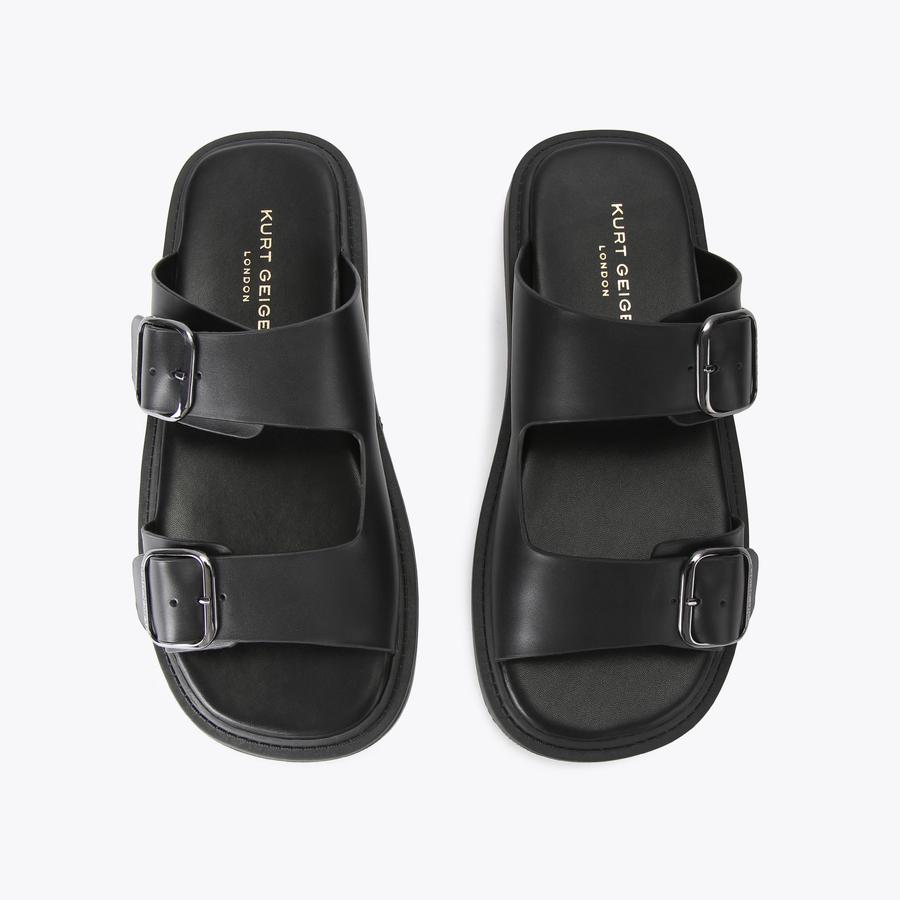 Otis Black Leather Sandals for Men | Kurt Geiger