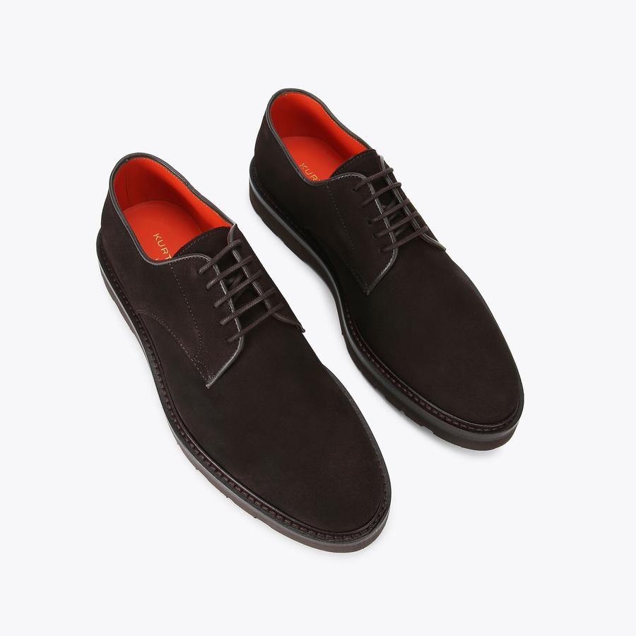 Kurt Geiger Black Suede Derby Shoes with Red Lining MERCER CLEAT DERBY Grained Black Leather Derby Shoe by KURT  main image 4