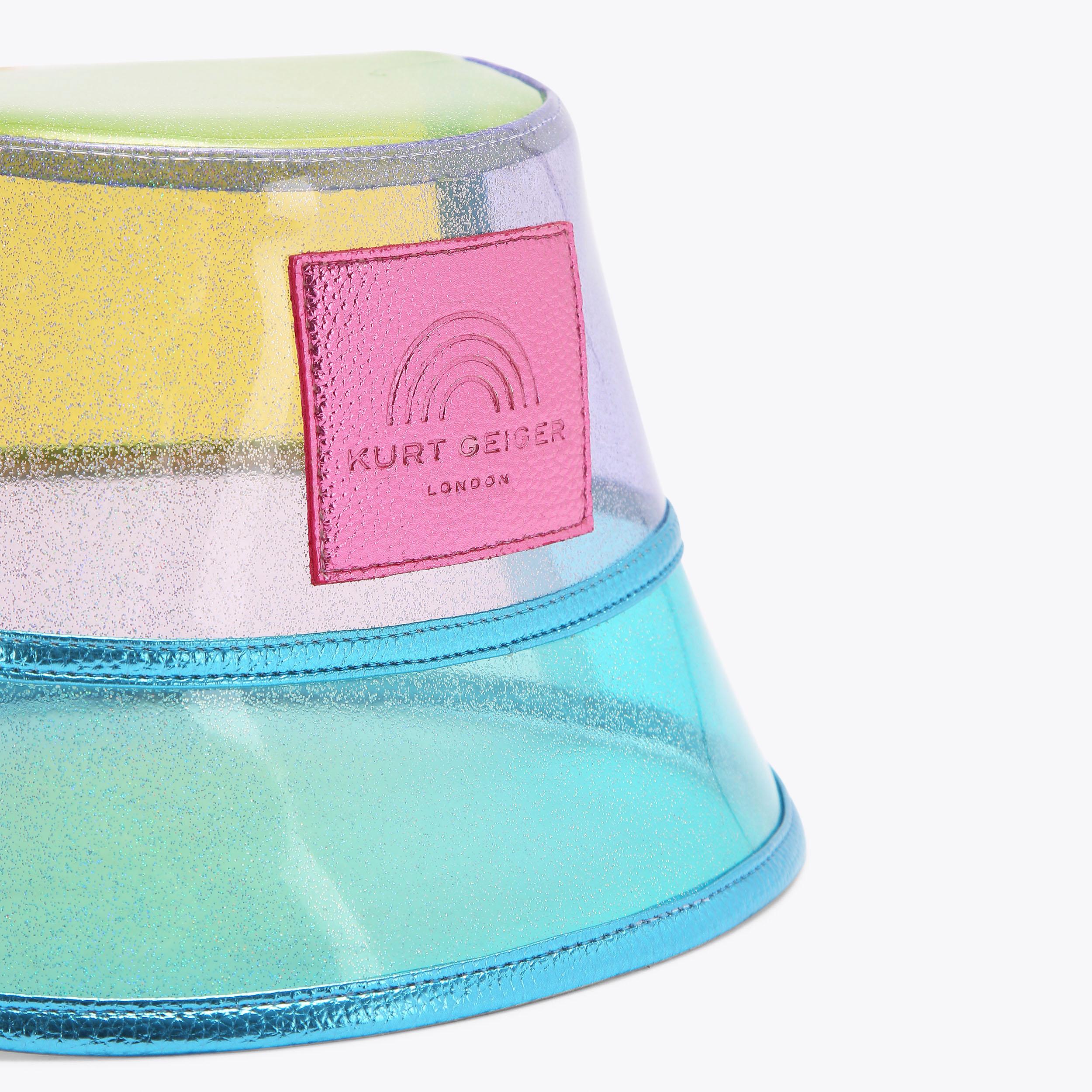 Kurt Geiger South Bank Bucket Hat - Pink, Green, Blue, Purple, Yellow SOUTHBANK BUCKET HAT Glitter Vinyl Bucket Hat by KURT GEIGER  main image 2