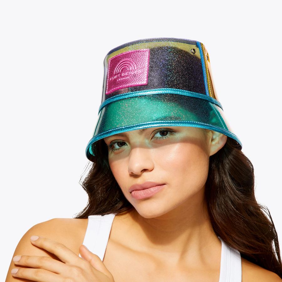 SOUTHBANK BUCKET HAT Glitter Vinyl Bucket Hat by KURT GEIGER LONDON
