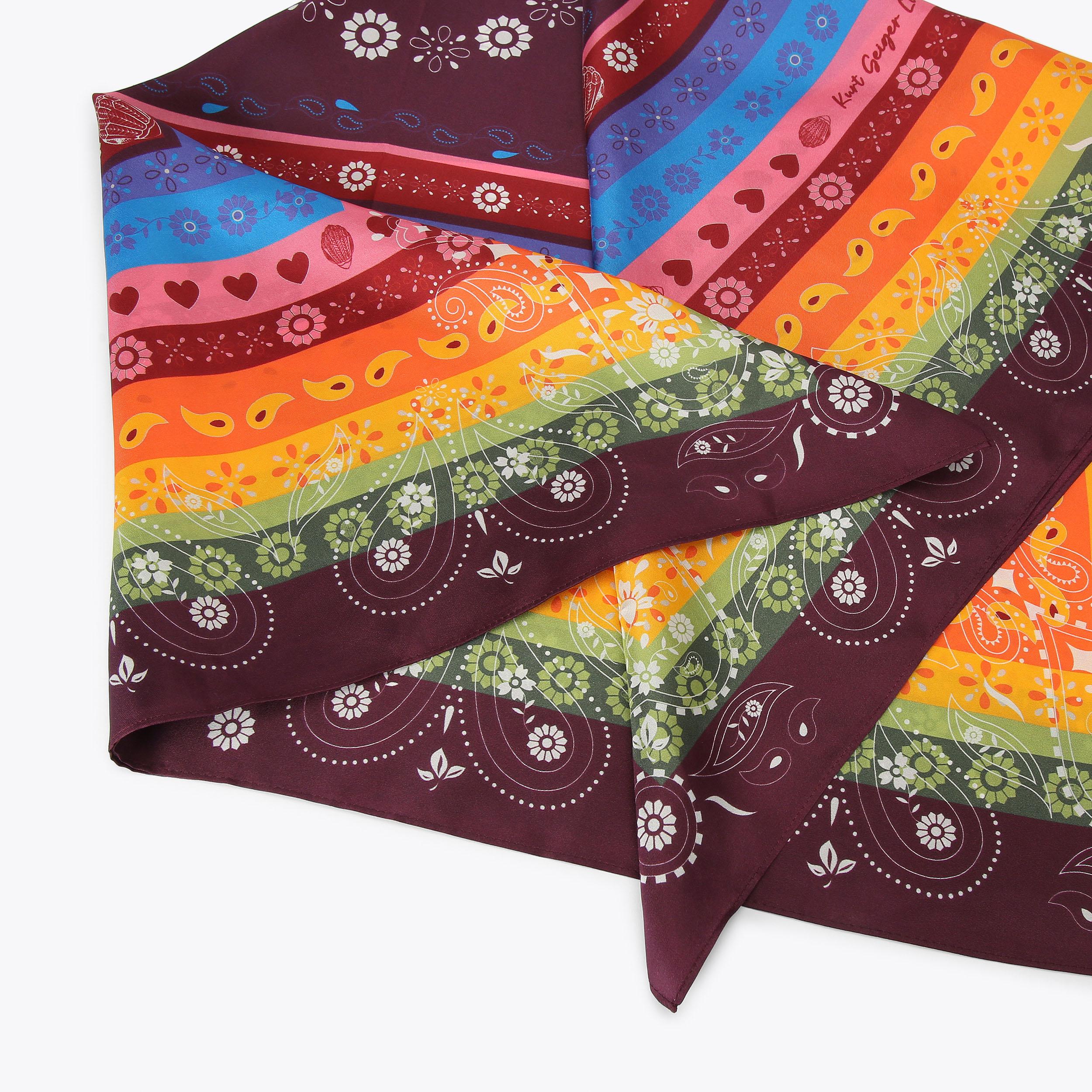 LG SQUARE SCARF Striped Silk Scarf by KURT GEIGER LONDON