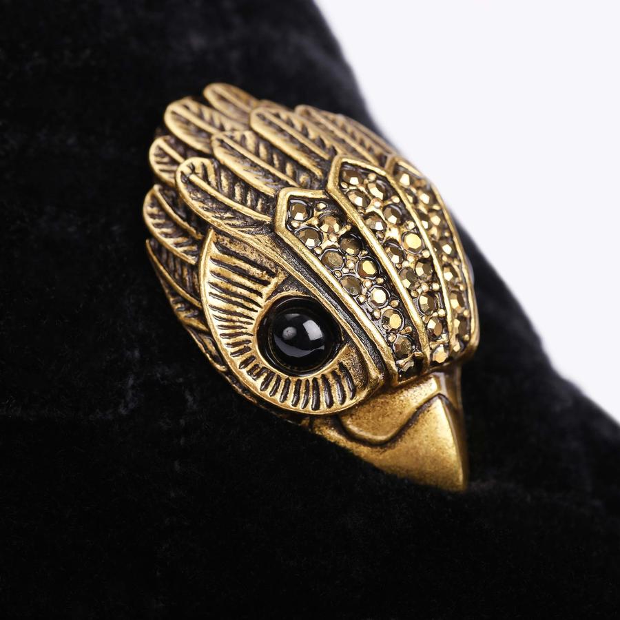 Kurt Geiger Black Velvet Loafers with Gold Emblem HUGH 2 LOAFER Black Velvet Slip On Loafer by KURT GEIGER LONDON main image 3
