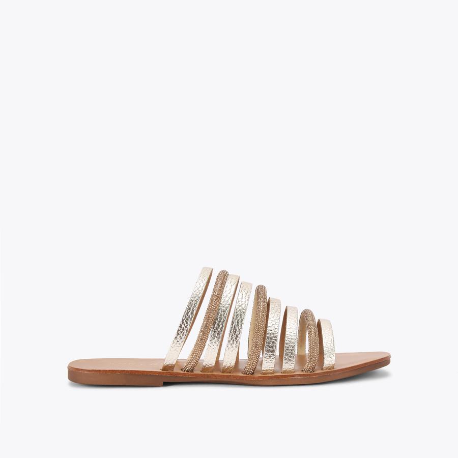 Gold shops flat sandals