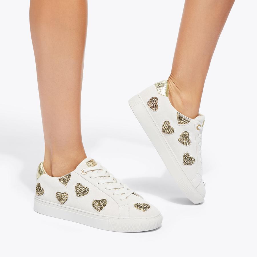 Kurt geiger white and gold trainers sales
