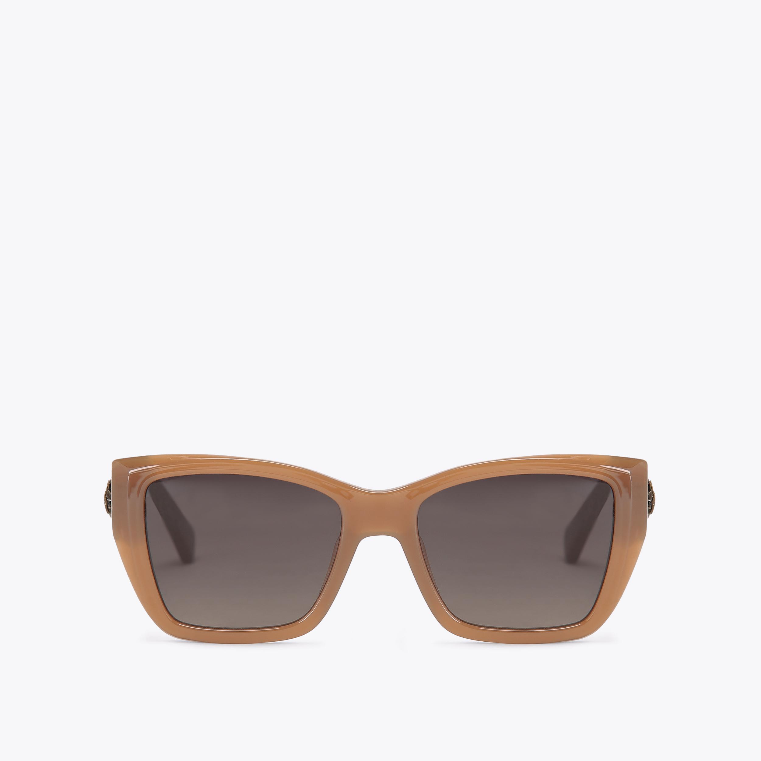 Kurt Geiger square sunglasses in Crystal tan/brown authentic kensington-os-rectangle-tan-  main image 3