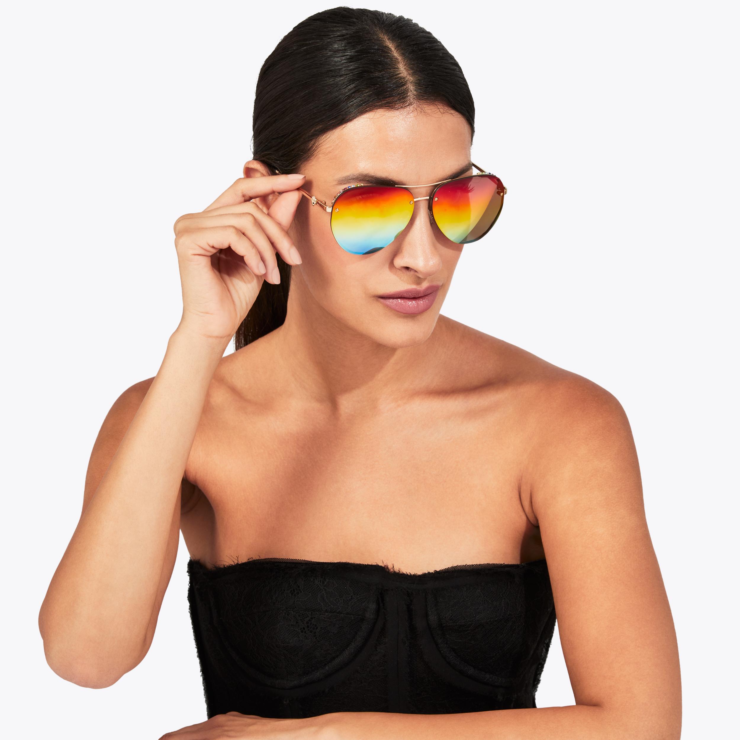 レア！DSIロンドン　セットアップ　イングランド製ネオンカラー SHOREDITCH AVIATOR FL C Rainbow Aviator Sunglasses by KURT GEIGER