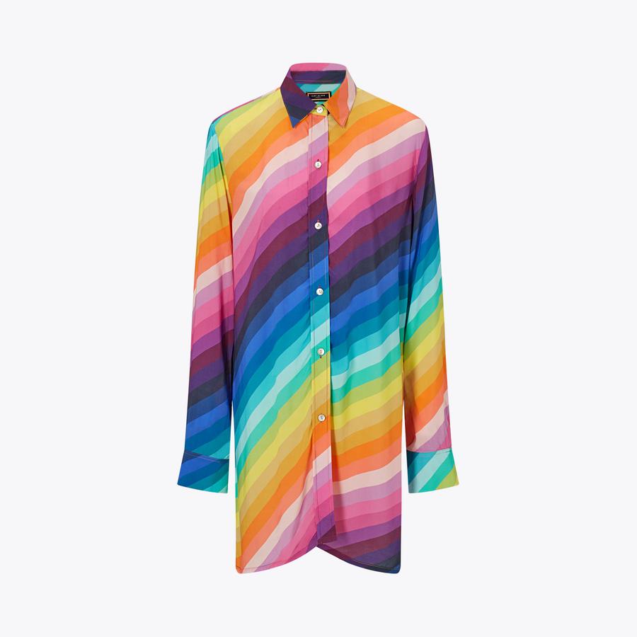 shirt dress rainbow Rainbow Stripe Bella Shirt Dress by Banned
