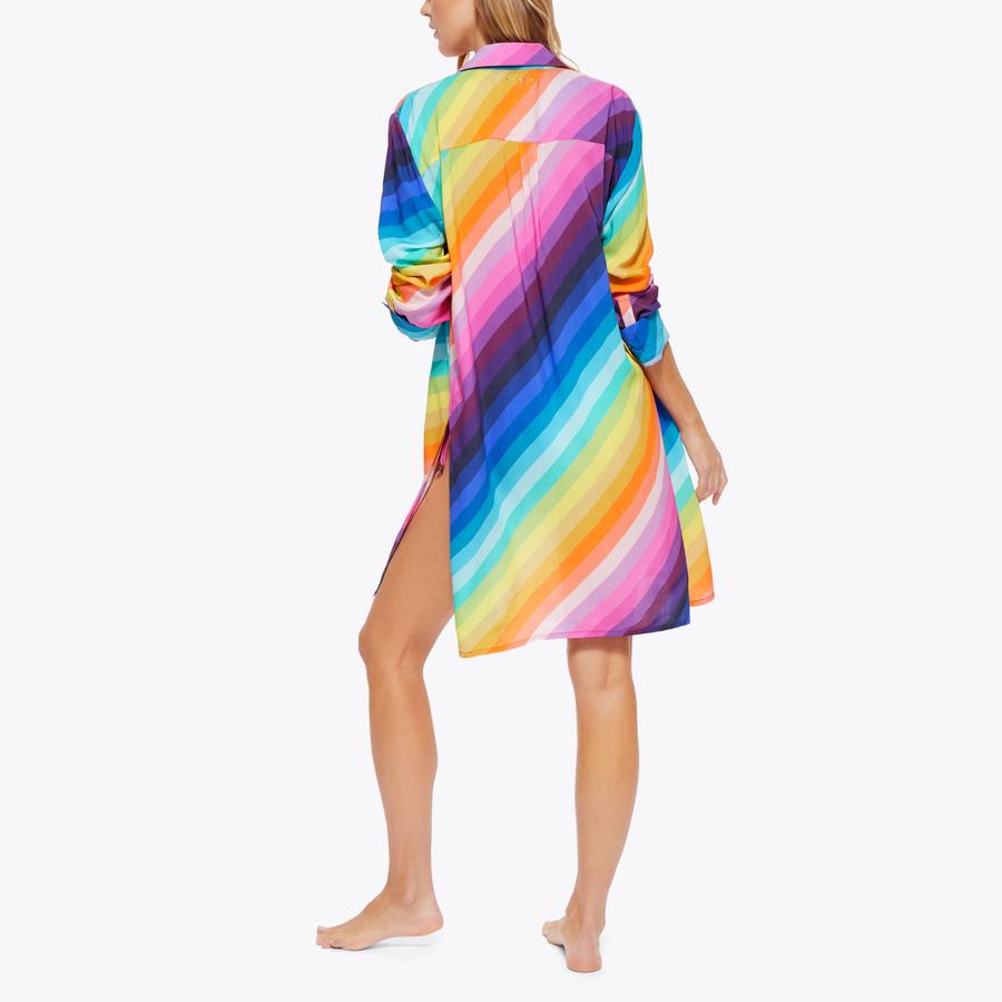 RESORT SHIRT DRESS Rainbow Stripe Shirt Dress by KURT GEIGER LONDON