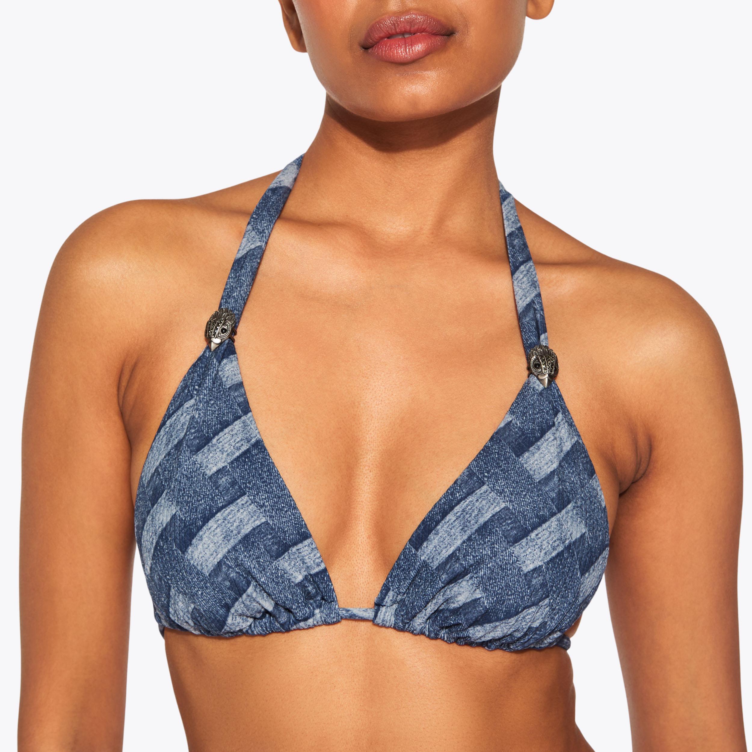 関税込み【  Jeans】Triangle Bikini Denim-Effect Triangle Bikini Top - POPPIE - JEAN DENIM - ETAM