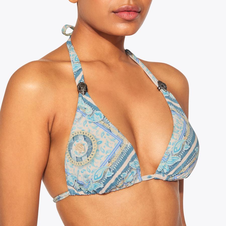 KENSINGTON TRIANGLE TOP Blue Paisley Bikini Top by KURT