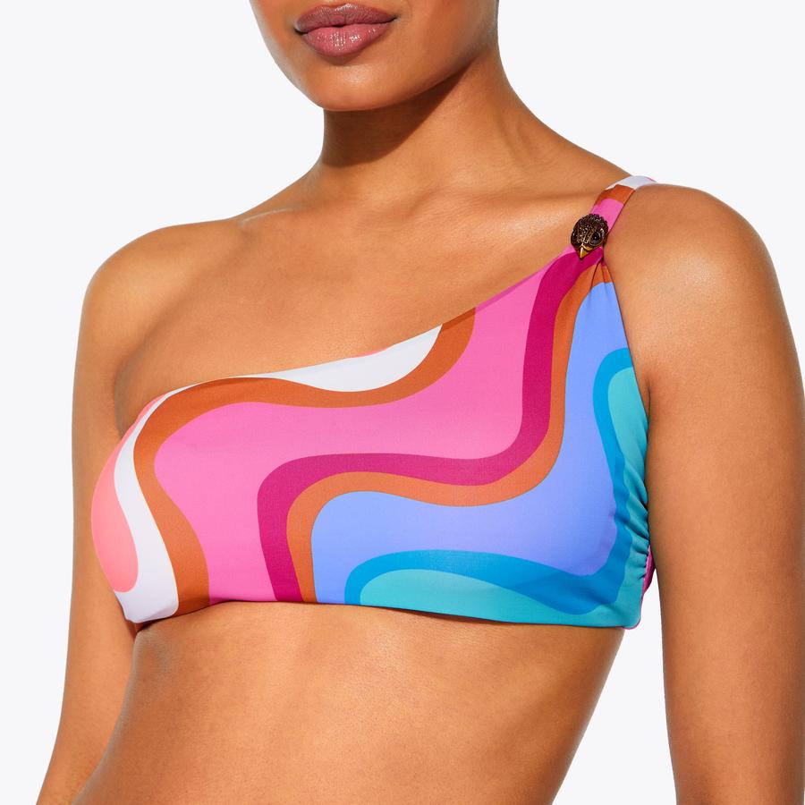 KENSINGTON ASYMMETRIC TOP Rainbow Swirl Synthetic Bikini Top
