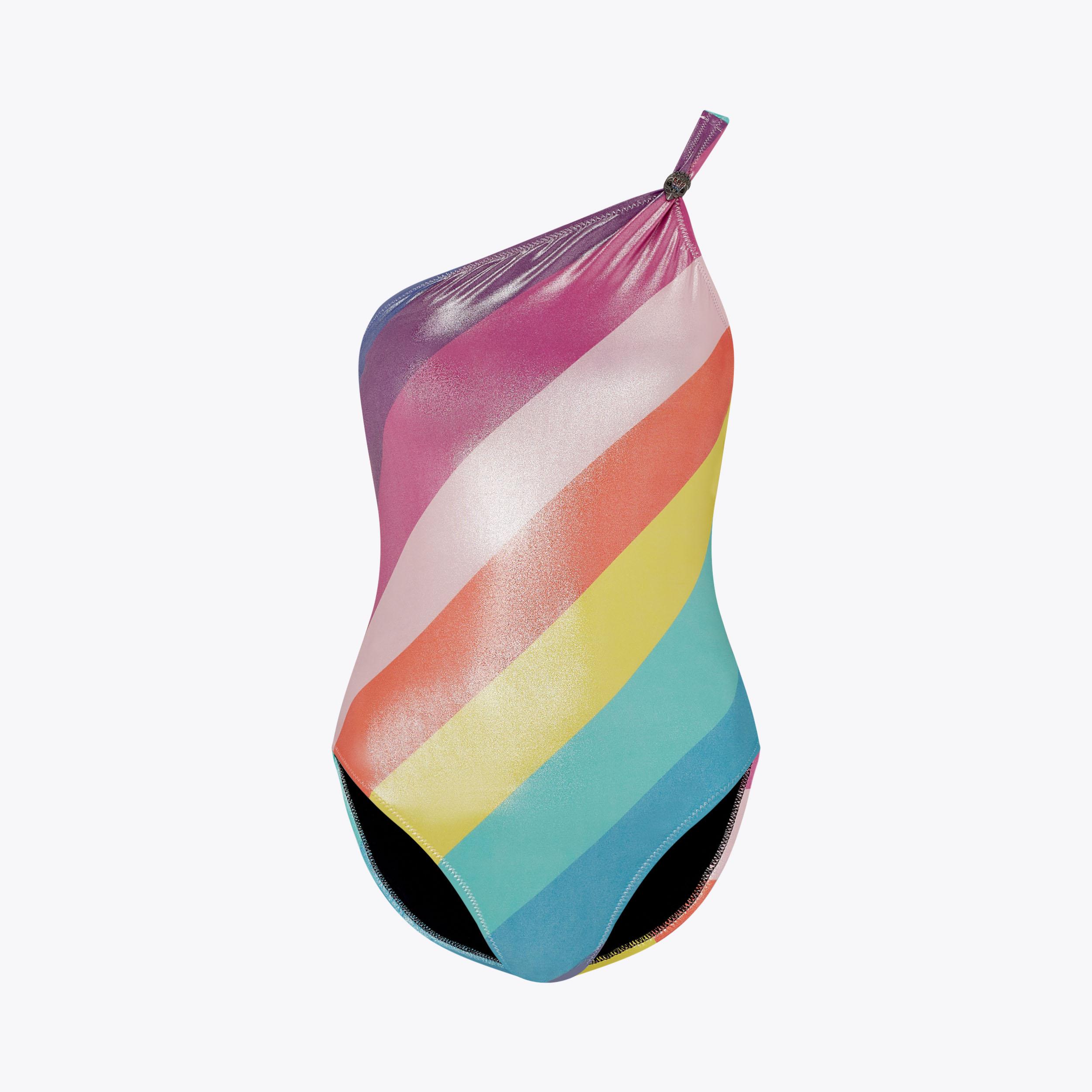【Sinoon】 Wave Stripe Swimsuit /追跡付 Striped one-piece swimsuit with lurex - Blue | Benetton