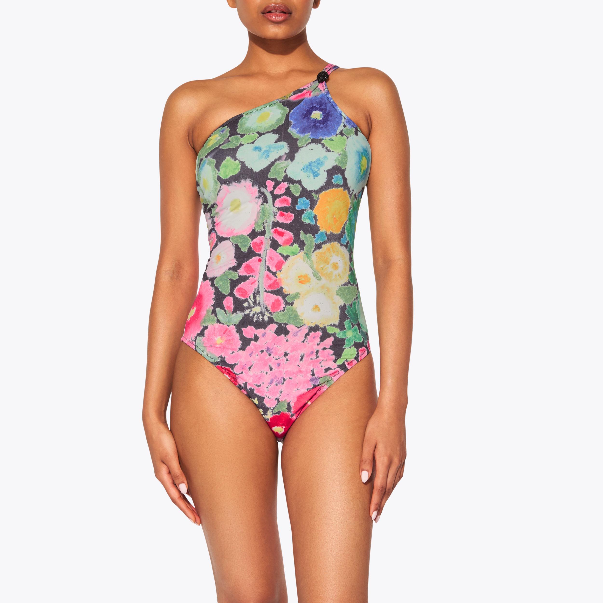 KENSINGTON SWIMSUIT Dark Floral One Shoulder Swimsuit by