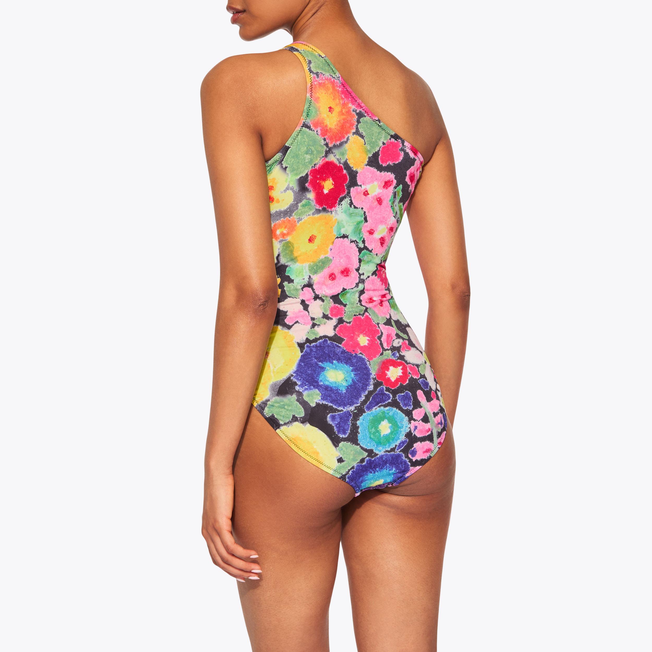 KENSINGTON SWIMSUIT Dark Floral One Shoulder Swimsuit by