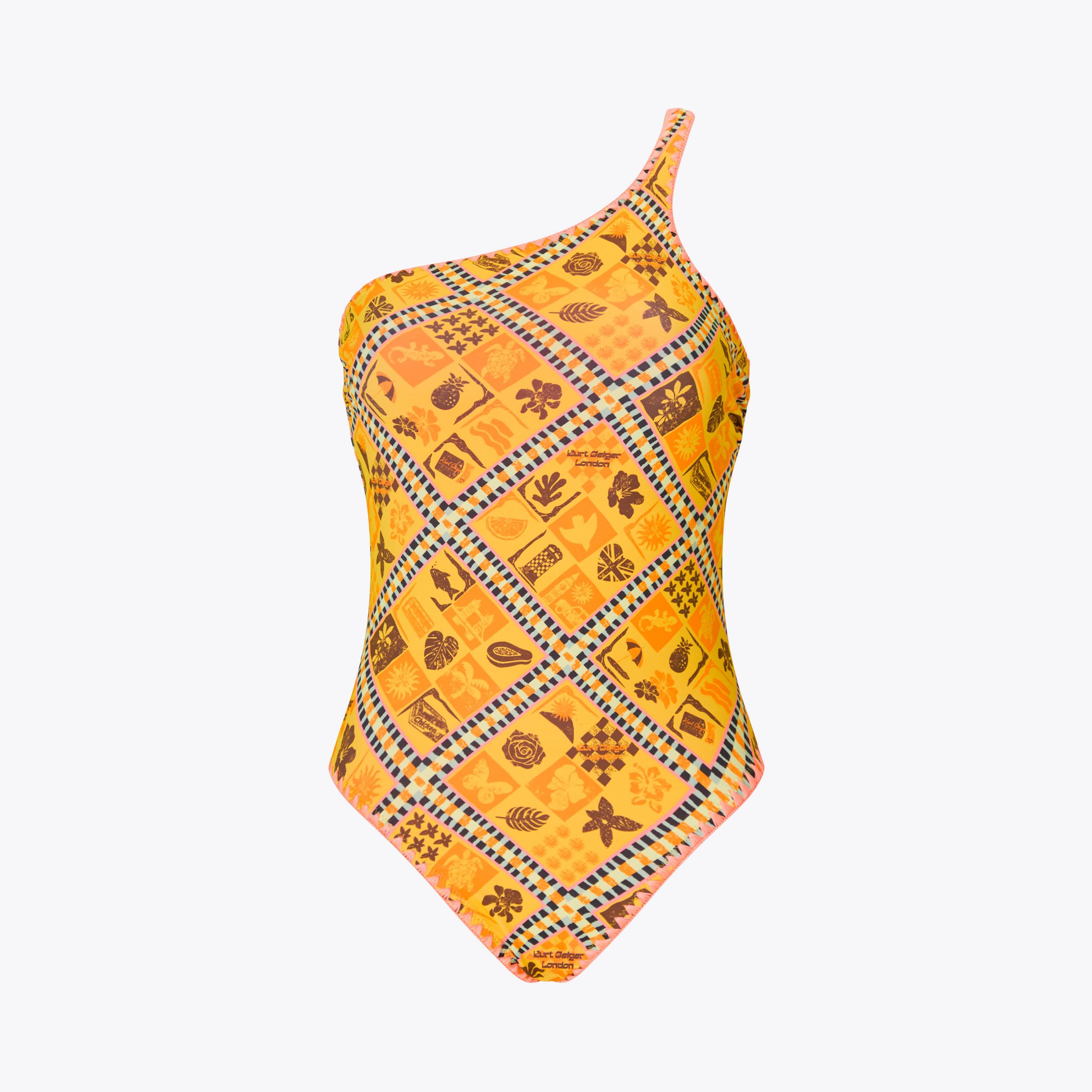KENSINGTON SWIMSUIT Blue Paisley One Shoulder Swimsuit by KURT