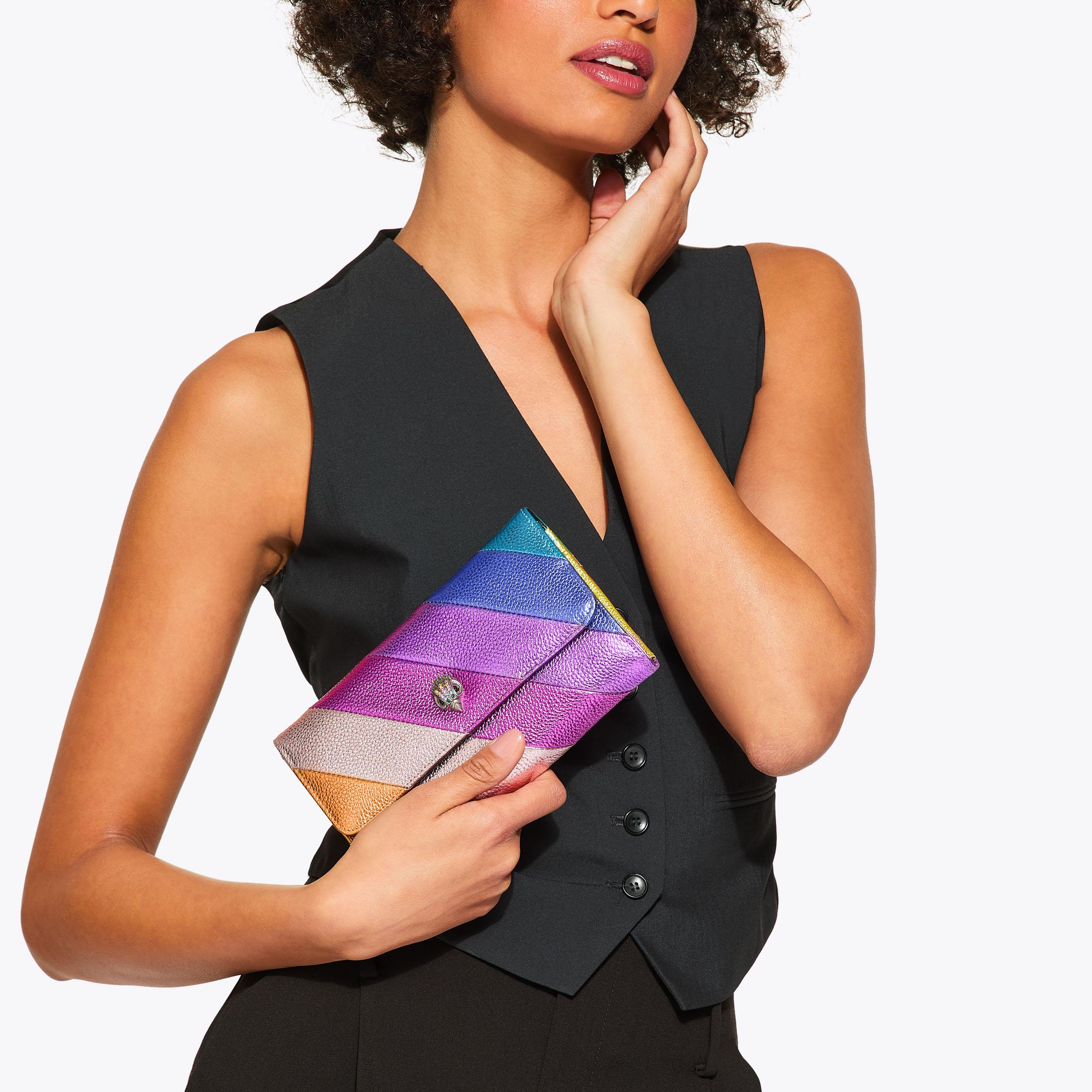 K STRIPE CHAIN WALLET Kensington Rainbow Stripe Leather Bag by KURT GEIGER LONDON