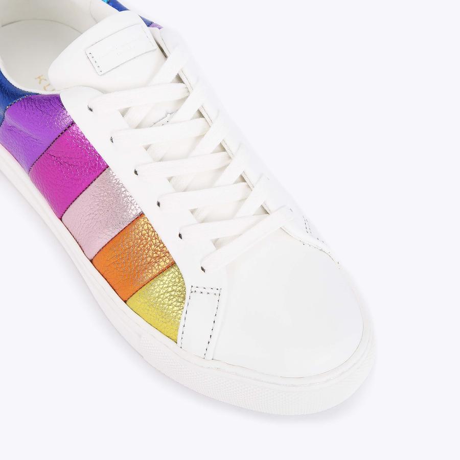 LANE STRIPE Metallic Rainbow Leather Sneakers by KURT GEIGER