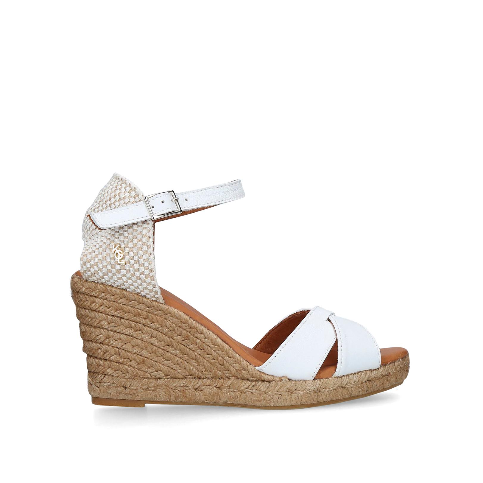 LEONA White Leather Espadrille Wedge Sandals by KURT GEIGER LONDON