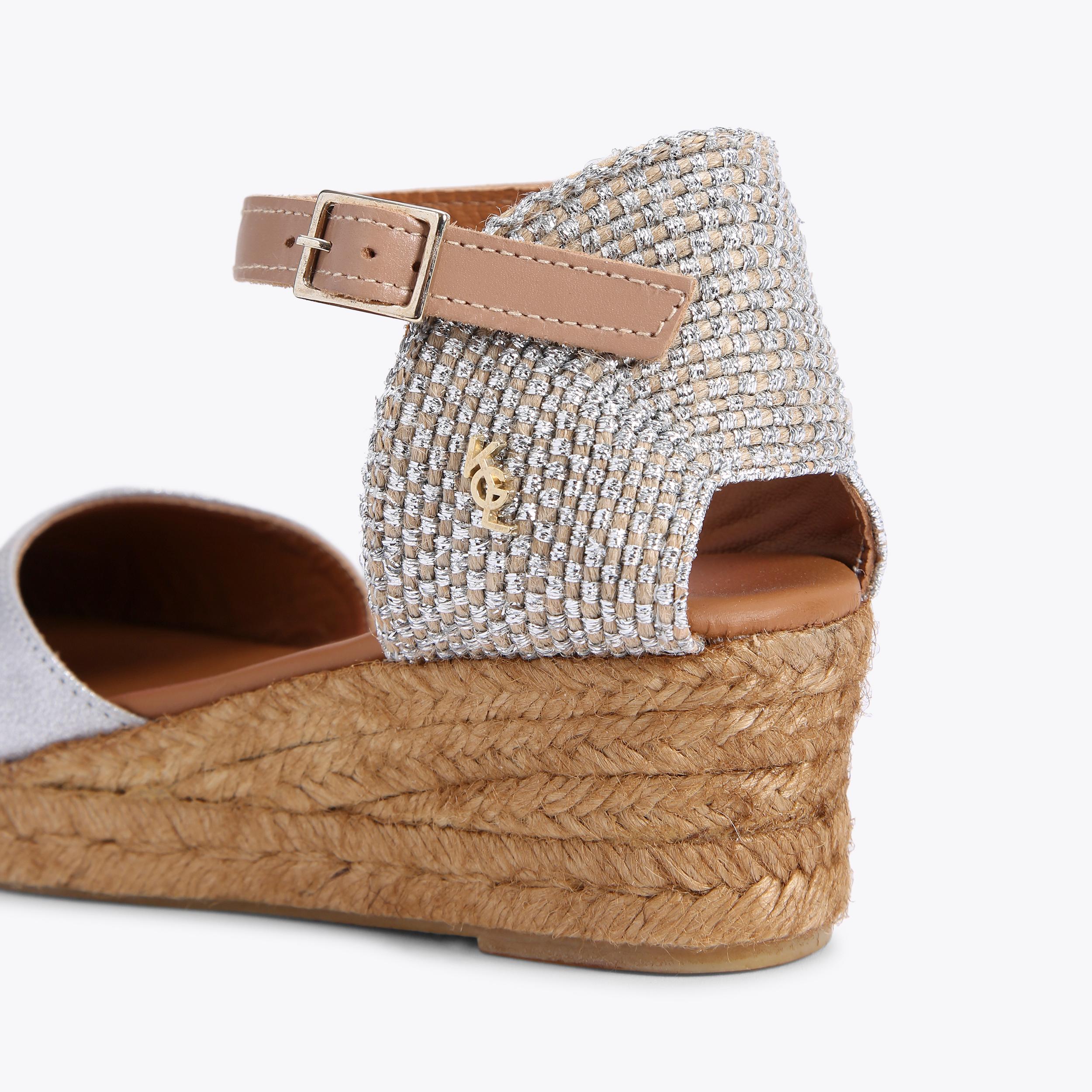 MINTY Silver Leather Espadrille Wedges by KURT GEIGER LONDON