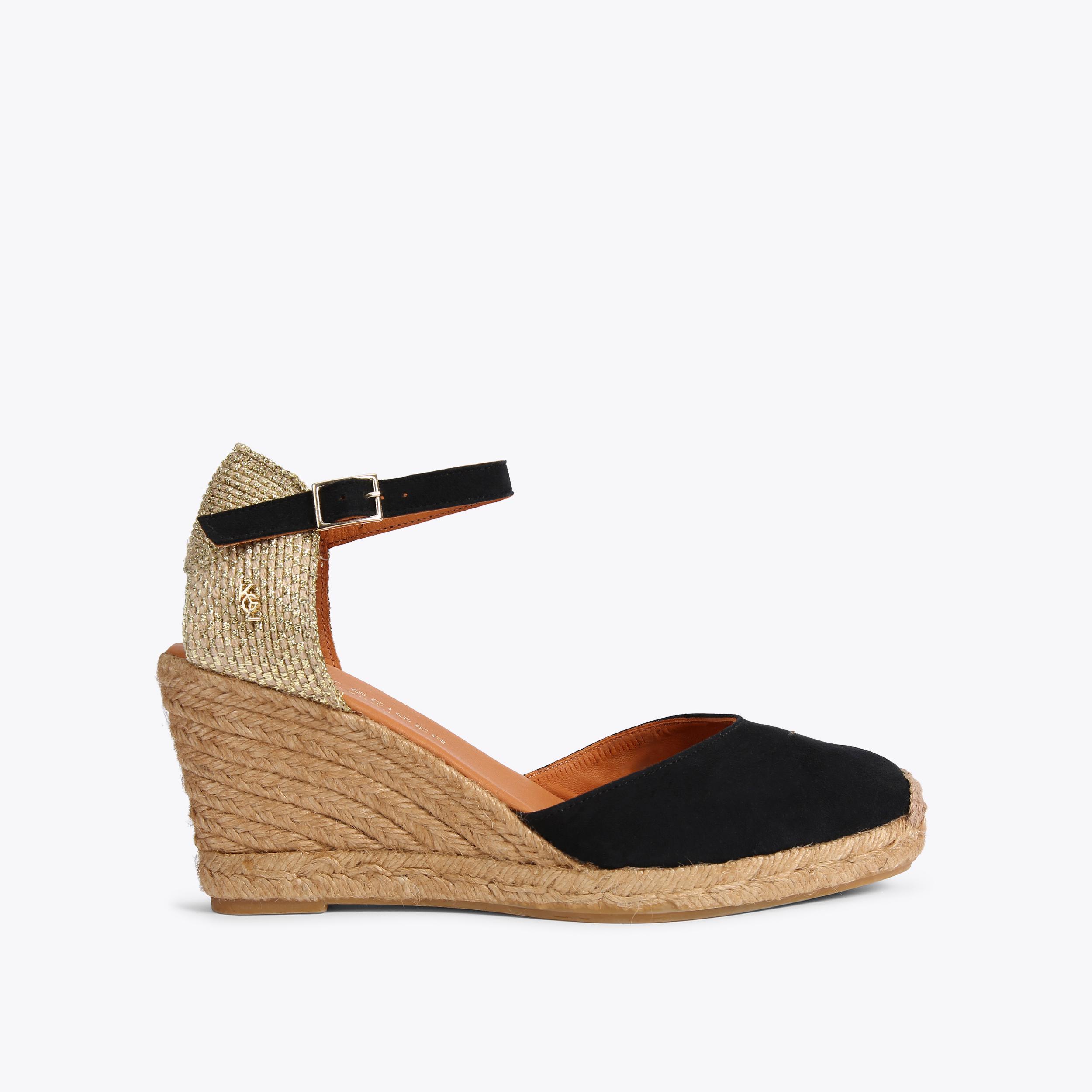 MONTY Black Suede Espadrille Wedges by KURT GEIGER LONDON