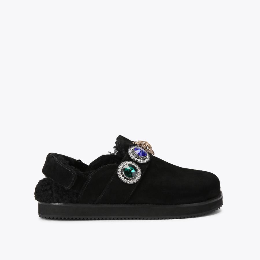 OCTAVIA CASUAL SLING MULE Black Suede Slip On Mule by KURT