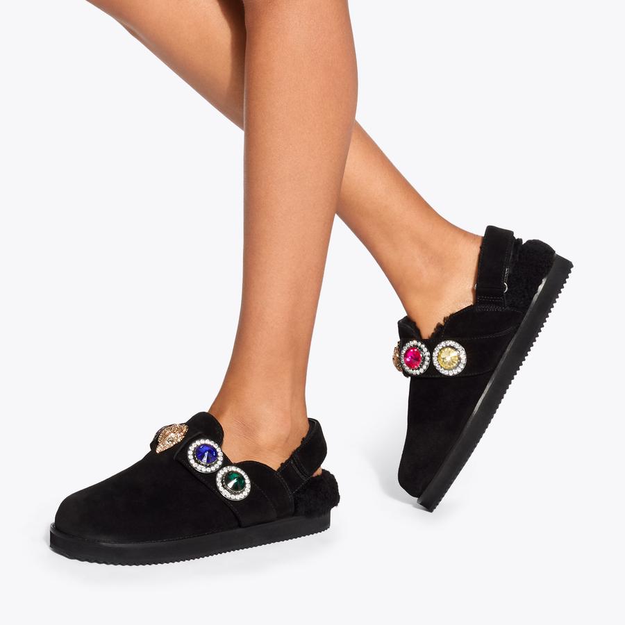 OCTAVIA CASUAL SLING MULE Black Suede Slip On Mule by KURT
