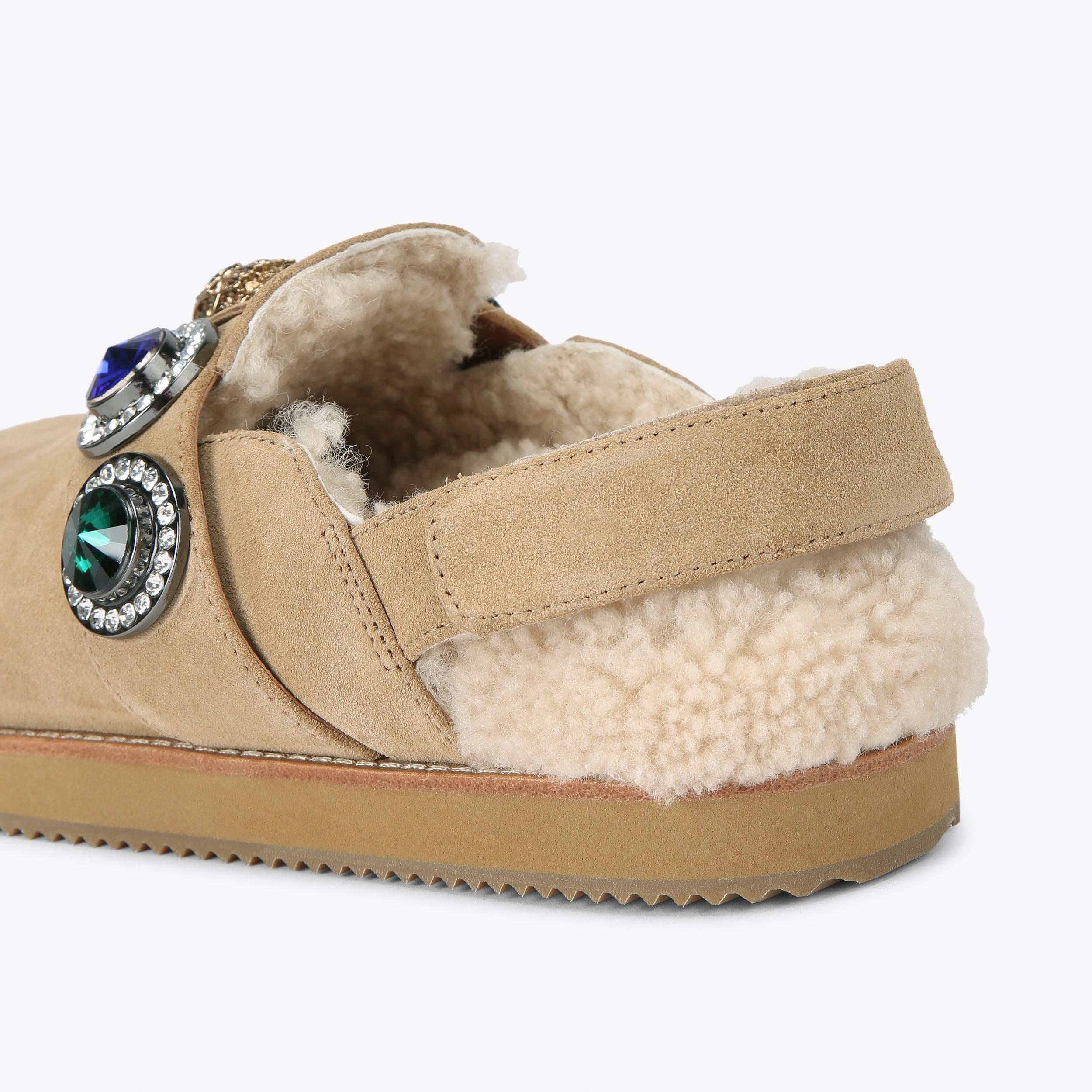 OCTAVIA CASUAL SLING MULE Beige Suede Sandals by KURT GEIGER