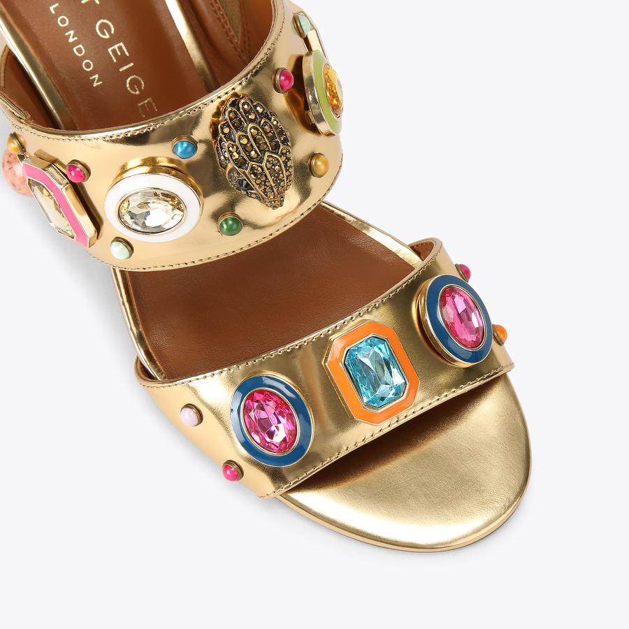 Kurt geiger gold block heel sandals deals