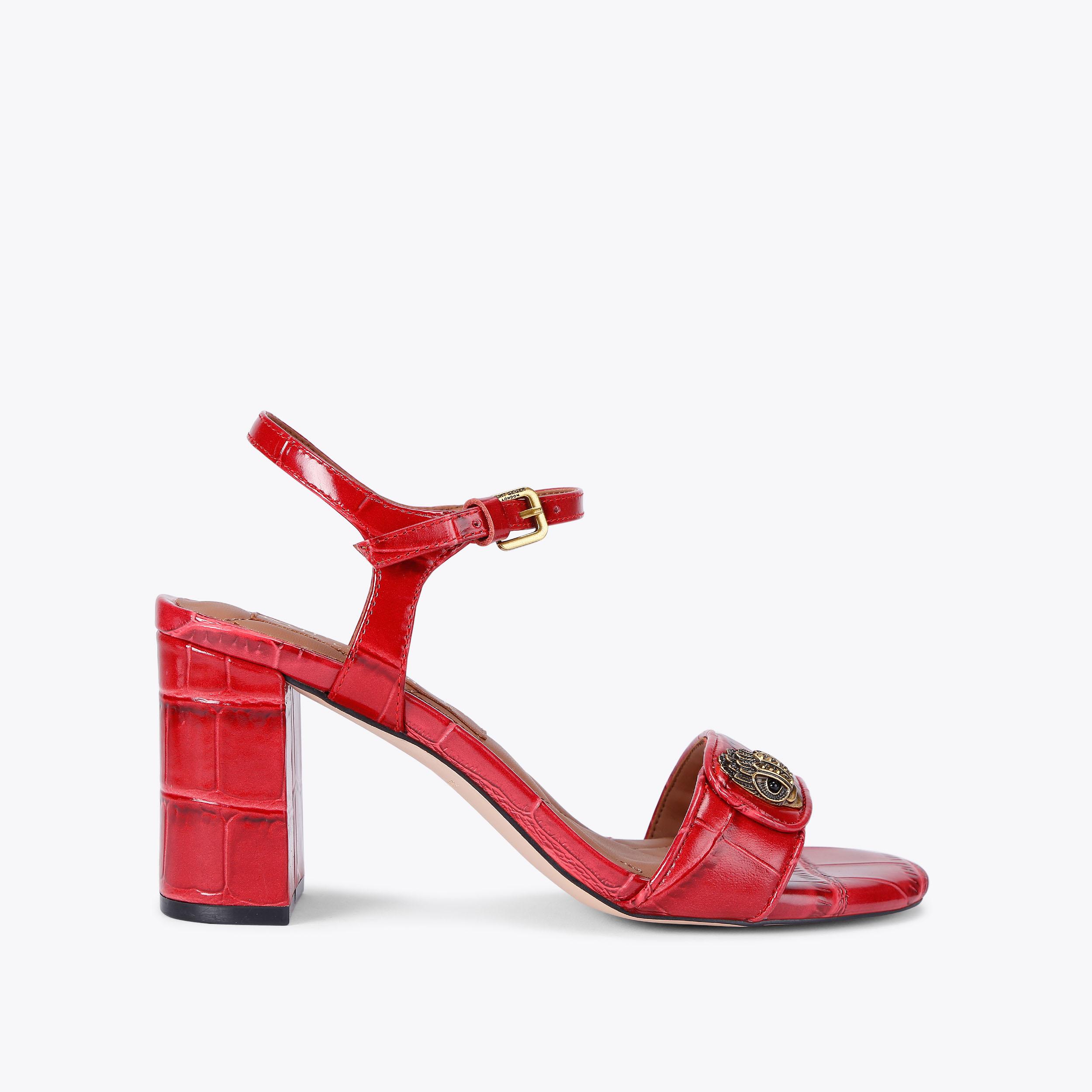 KENSINGTON LANGLEY Red Croc Embossed Leather Heel by KURT