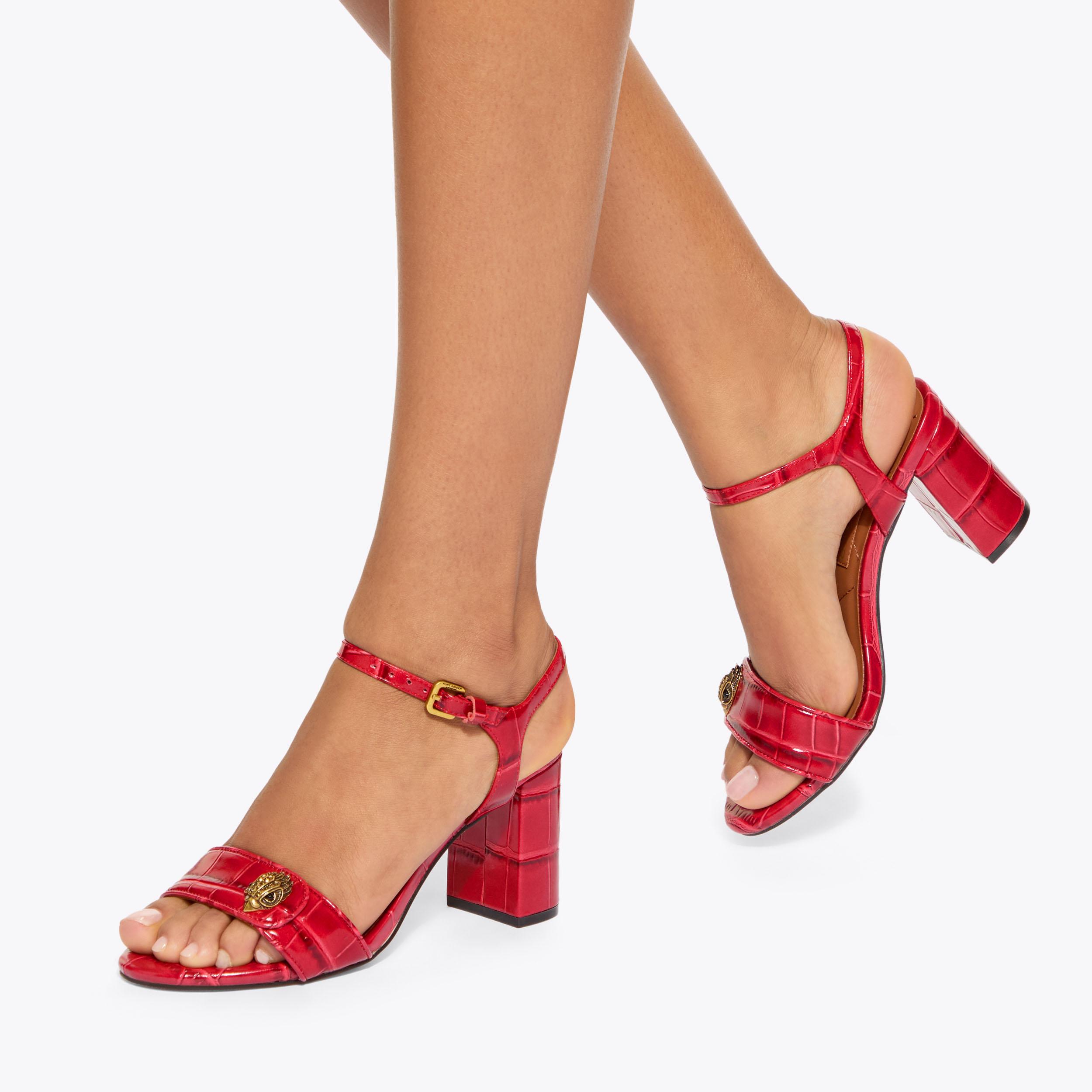 Escarpins Oscar De La Renta - Rouge Imprimé Crocodile - Talon Compensé - Pointure 9 US (39 EU) - Occasion