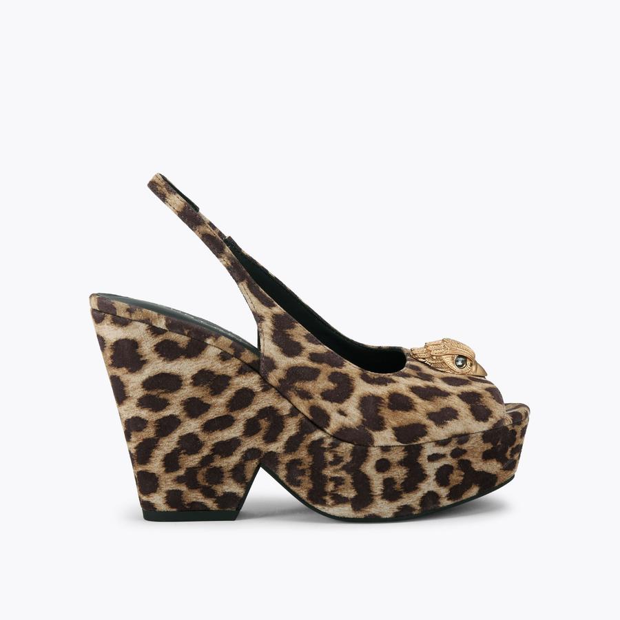 BELGRAVIA PLATFORM SLING Leopard Suede Heel by KURT GEIGER