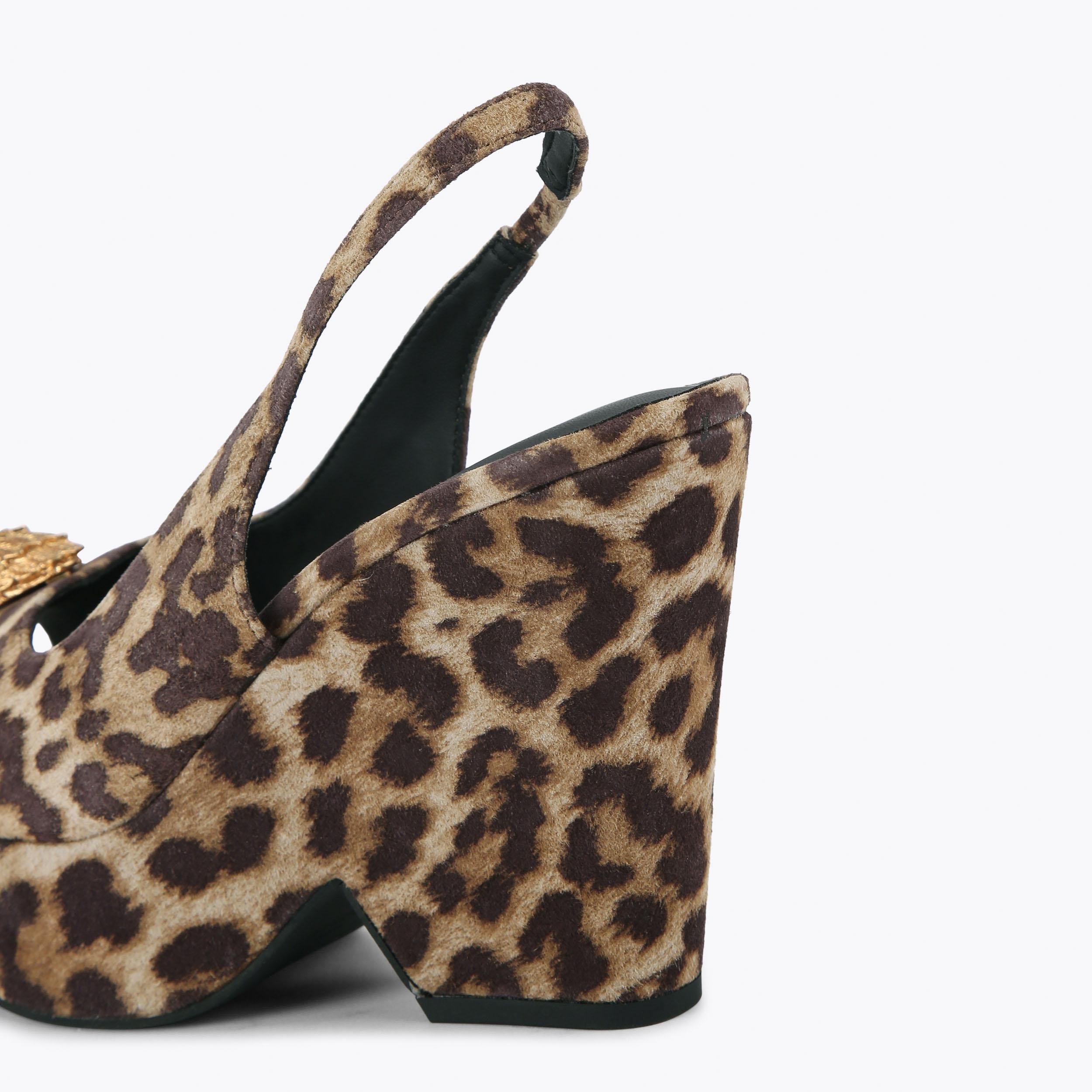 BELGRAVIA PLATFORM SLING Leopard Suede Heel by KURT GEIGER