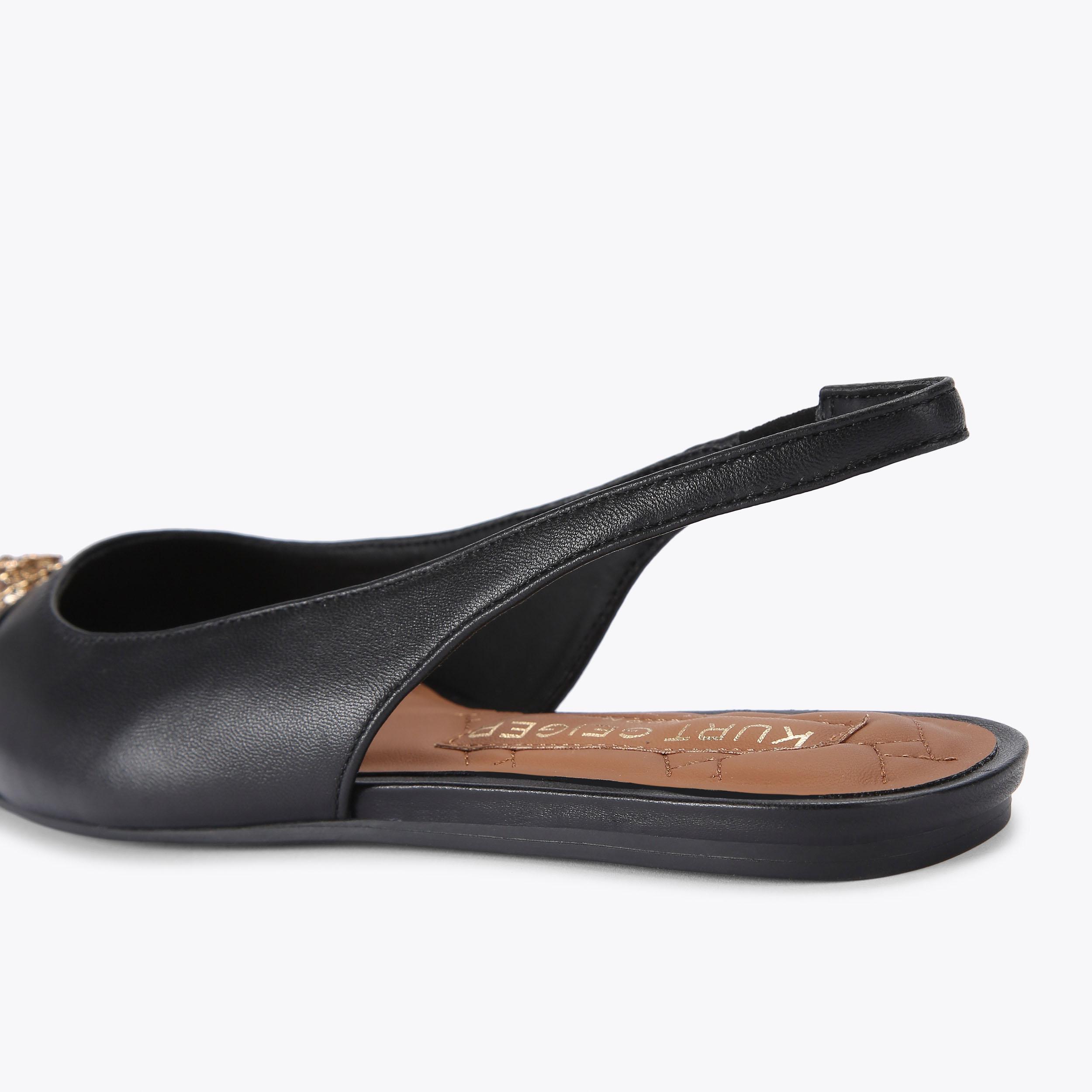 BELGRAVIA FLAT SLINGBACK Black Leather Belgravia Slingback by KURT