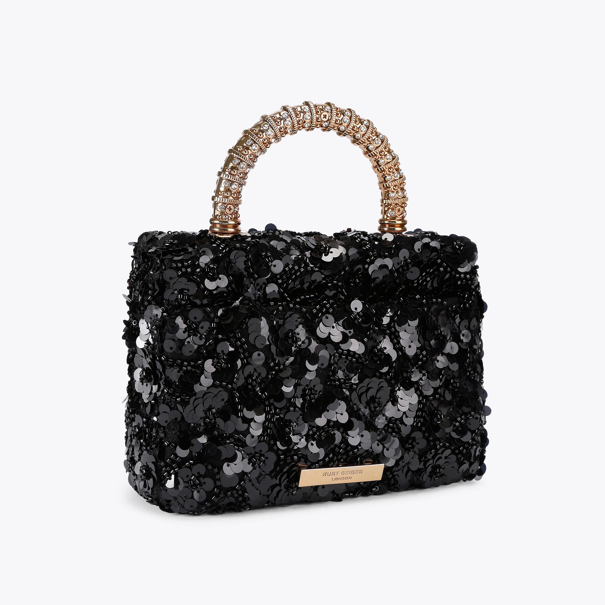 Black Sequin Kensington Mini Bag | Kurt Geiger