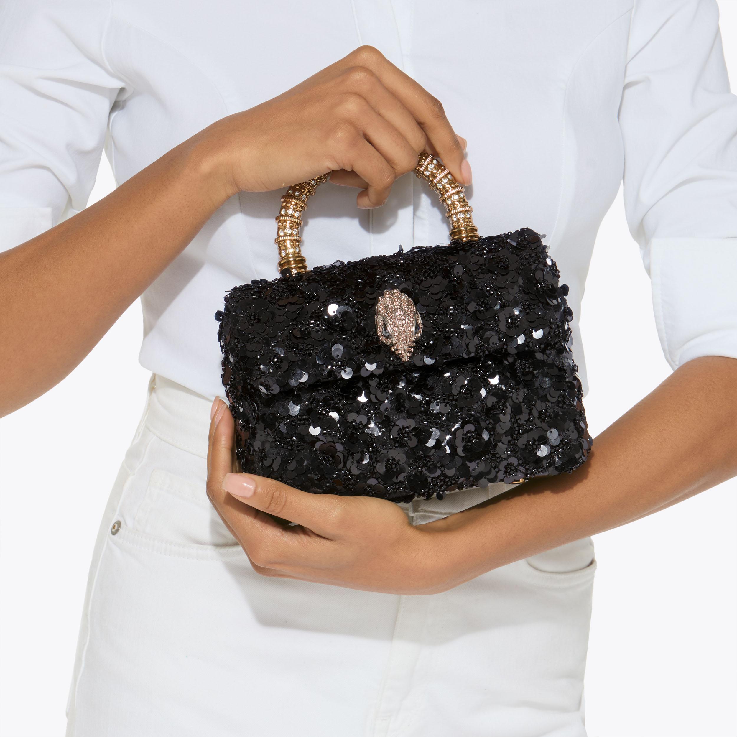 Black Sequin Kensington Mini Bag | Kurt Geiger