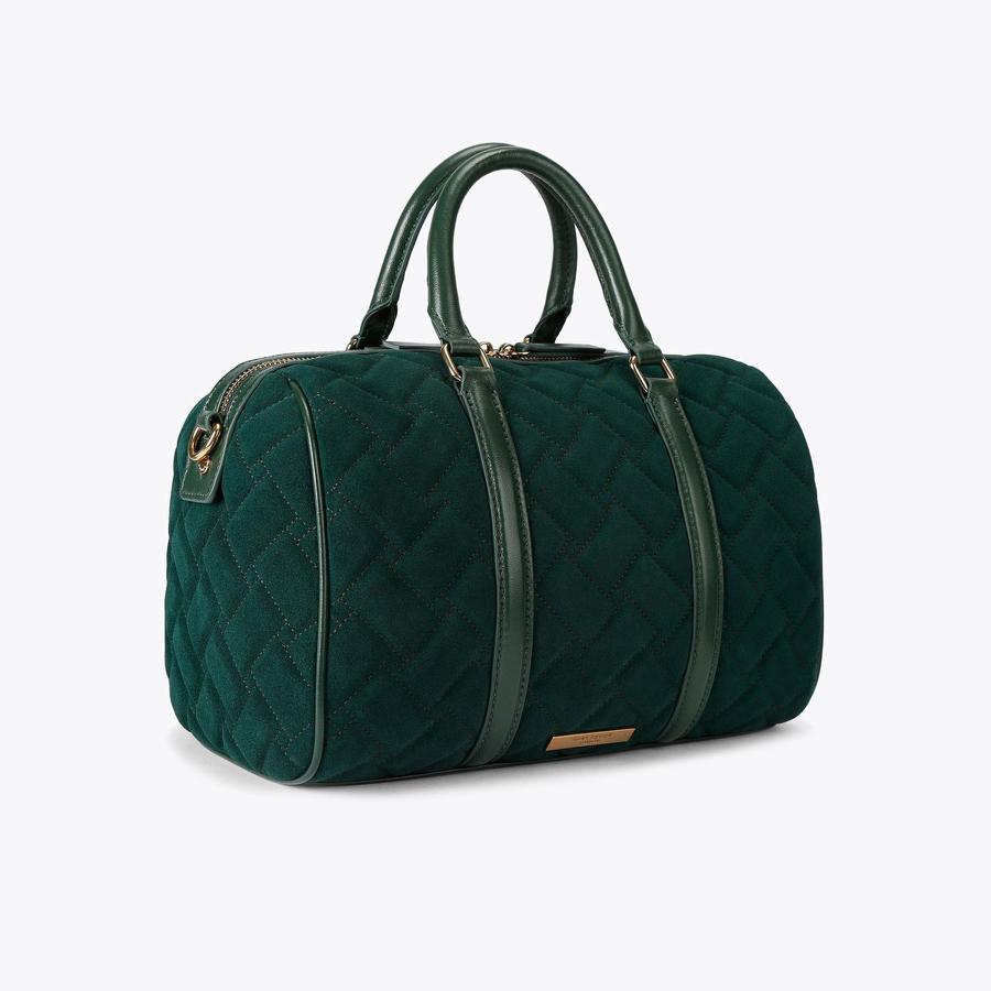 Kensington Boston Dark Green Suede Bag | Kurt Geiger
