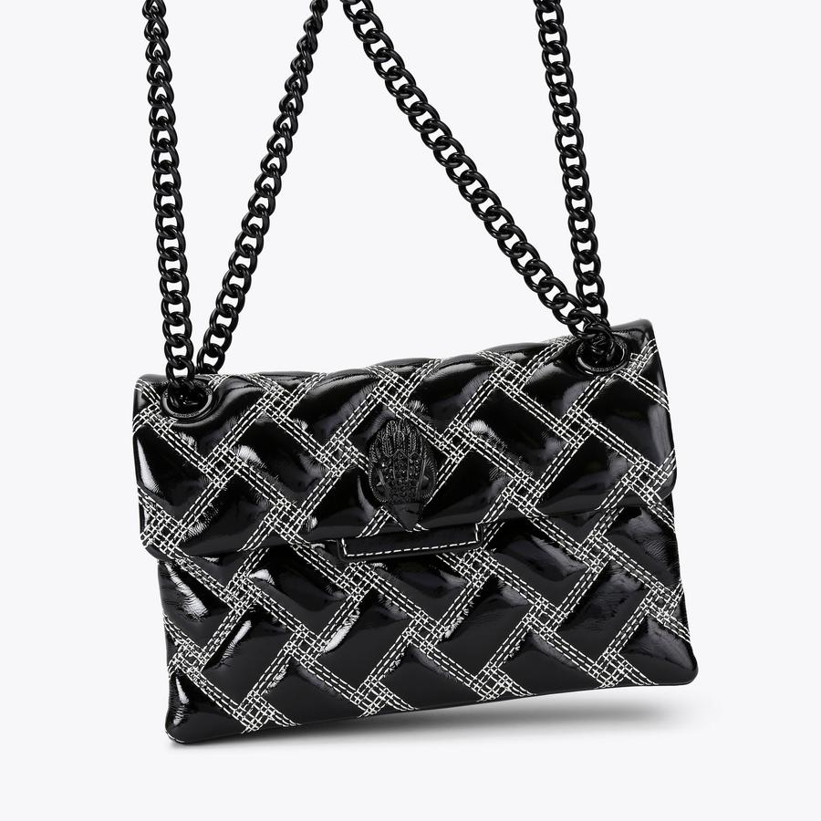 Sac à Main Mondani New York Mini Slouch Noir - Vintage, Avec Passepoil Blanc, Très Bon état