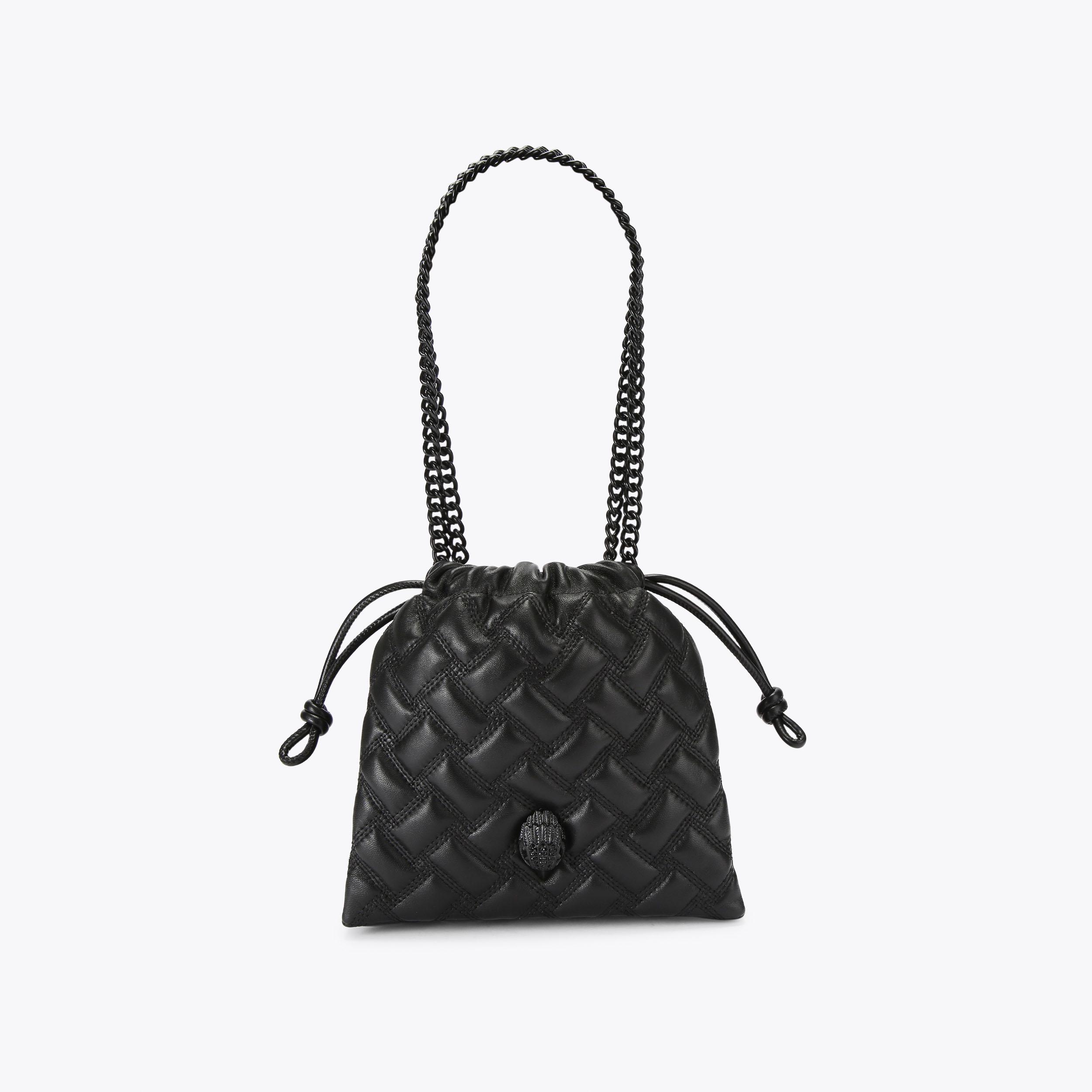 S KENSINGTON DRAWSTRING D Black Quilted Shoulder Bag by KURT GEIGER LONDON