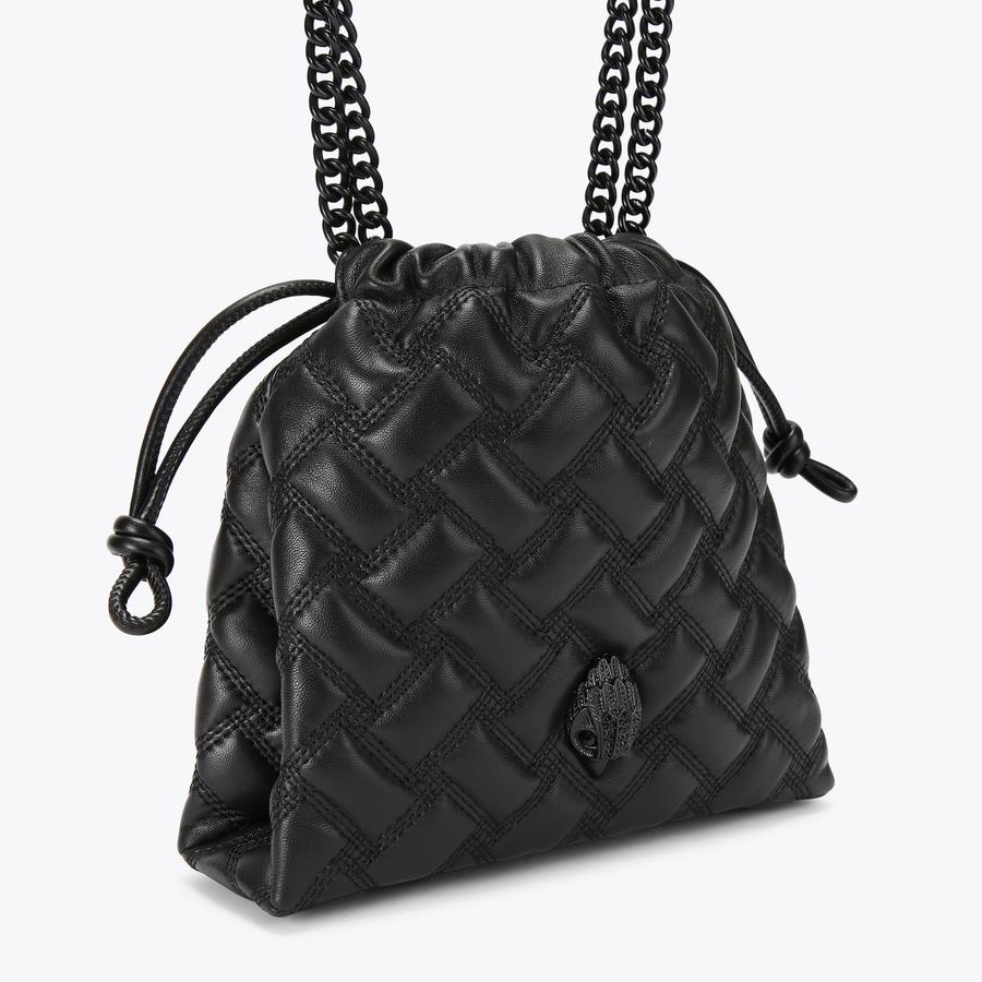S KENSINGTON DRAWSTRING D Black Quilted Shoulder Bag by KURT