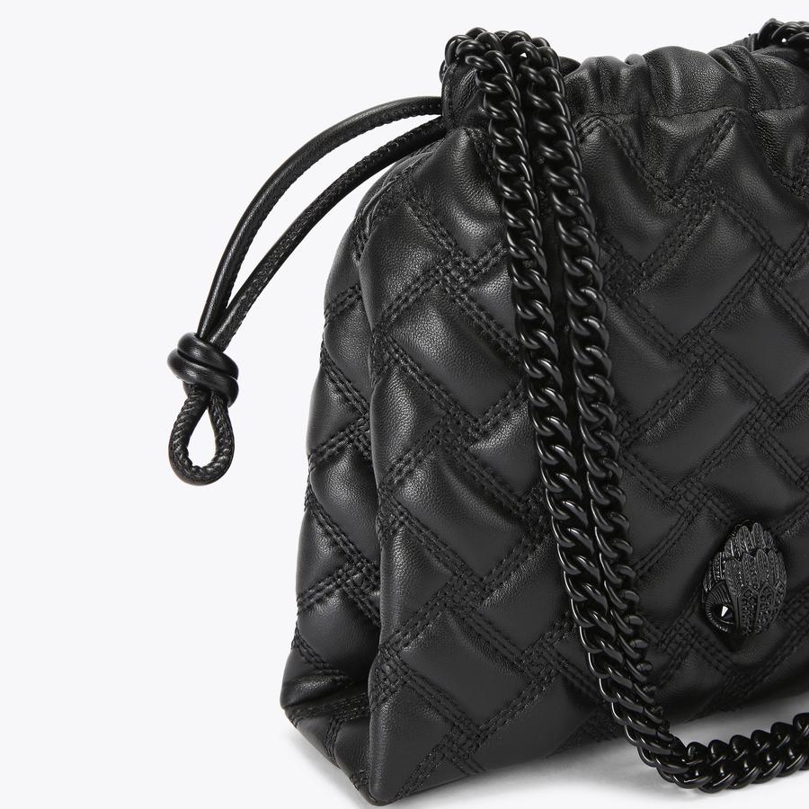 S KENSINGTON DRAWSTRING D Black Quilted Shoulder Bag by KURT