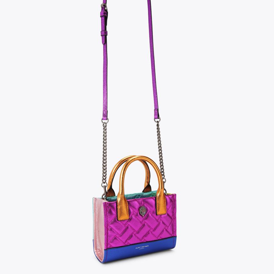 Kurt Geiger XL Leather Slouchy Oversized Tote Bright Pink Berry Purple Fushia 2024