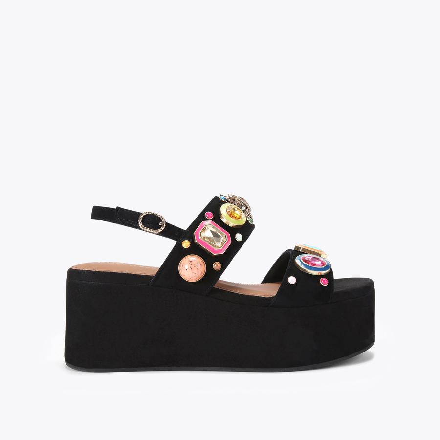 MULTI GEM PLATFORM Black Suede Platform Heel by KURT GEIGER  display picture 2
