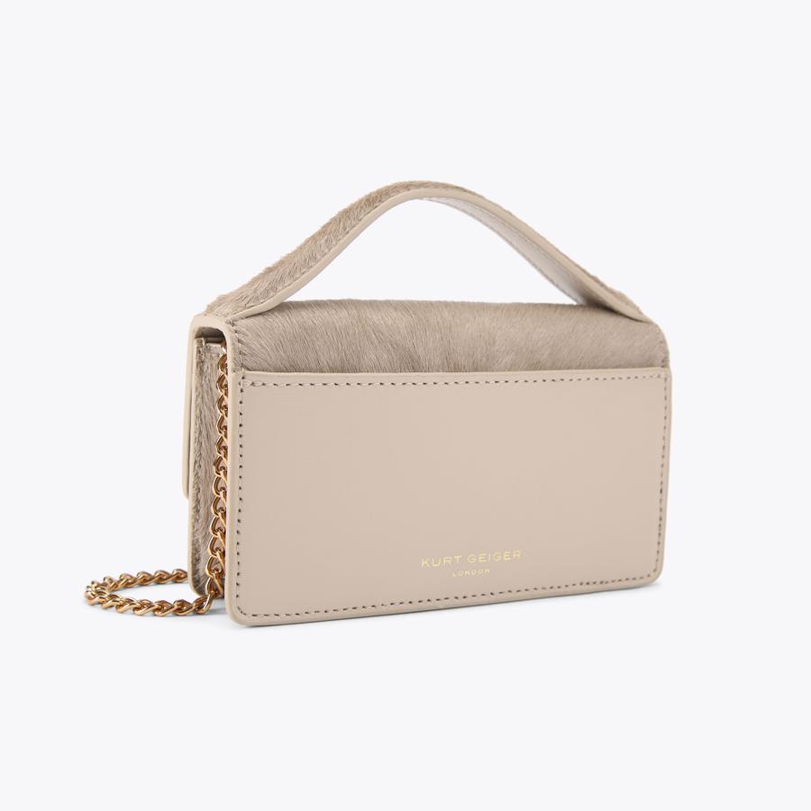 XS BOND TOP HANDLE BAG Calf Hair Top Handle Purse by KURT GEIGER